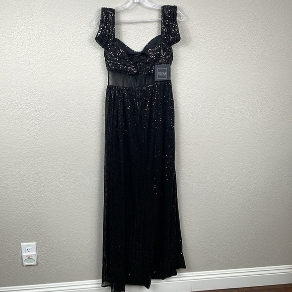 NWT Mac Duggal 11665 Off Shoulder Sequin Evening Dress Gown Sheer Corset Waist 6 - Picture 6 of 14